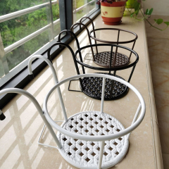 Milalit Iron Metal Flower Pot Green Plant Basket Black Outdoor Indoor Hanging Rack Stand Holder for Balcony Garden Fence Decoration