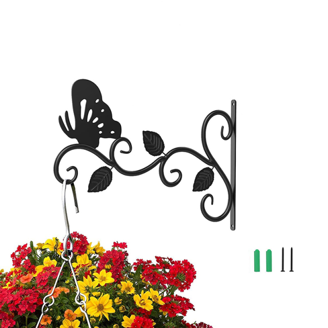Milalit Butterfly 3 Leaf Design Metal Iron Hook Indoor Balcony Kitchen Bathroom Brackets Outdoor Hangers for Clothes Lantern Flowerpot