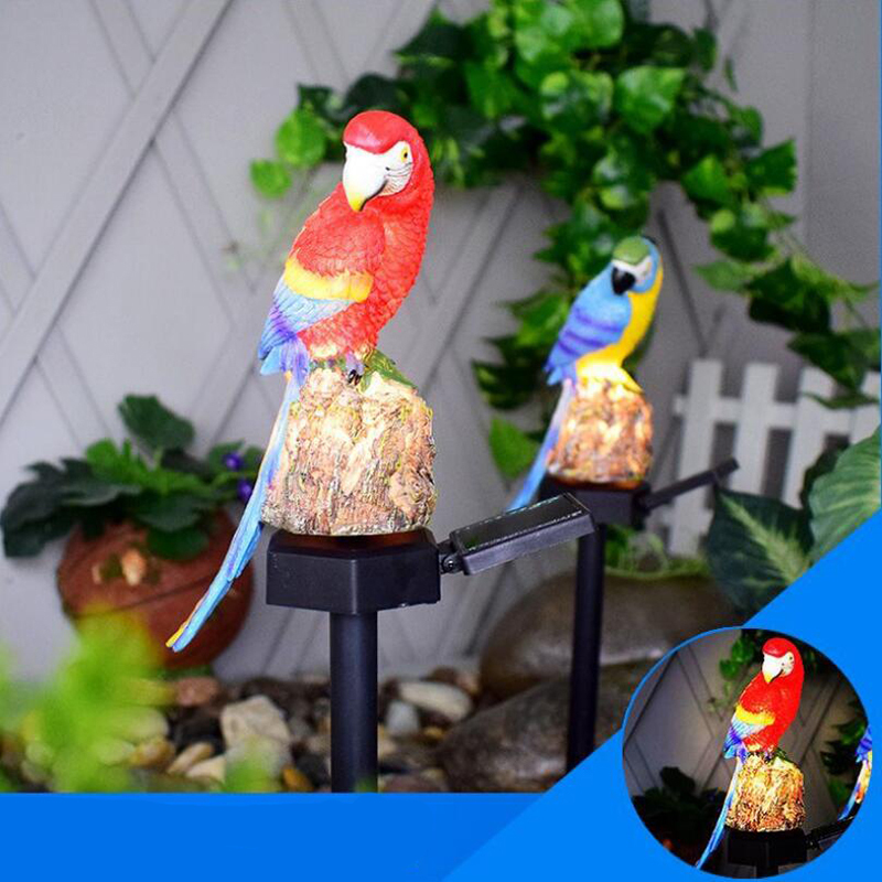 Milalit Solar Powered Parrot Light Bird Blue Red Yellow Green Resin Life-like Animal Decorative Lamps for Yard Lawn Outdoor Lighting Outdoor Waterproof Parrot Garden Stakes Light Sunlight Powered Landscape Lamp for Garden Patio Walkway Pathway Road