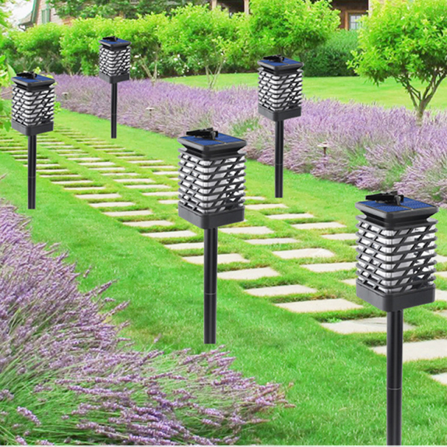 Milalit Modern Outdoor Lighting Waterproof Flickering Flames Torches Lights Solar Powered Hanging Lantern with Clips Lawn Wall Mount for Christmas Halloween Festival Holiday Decoration