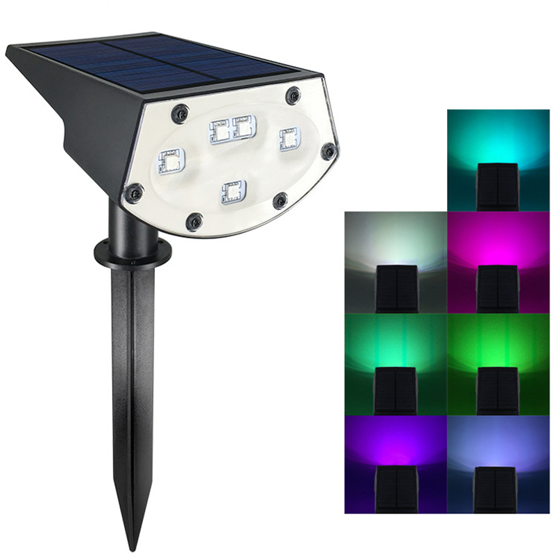 Milalit Solar RGB Color Changeable Outdoor Change Spot Lighting Garden Yard 20LED Wall Mount High Brightness Dimming Automatical Turn On Lights