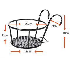Milalit Iron Metal Flower Pot Green Plant Basket Black Outdoor Indoor Hanging Rack Stand Holder for Balcony Garden Fence Decoration