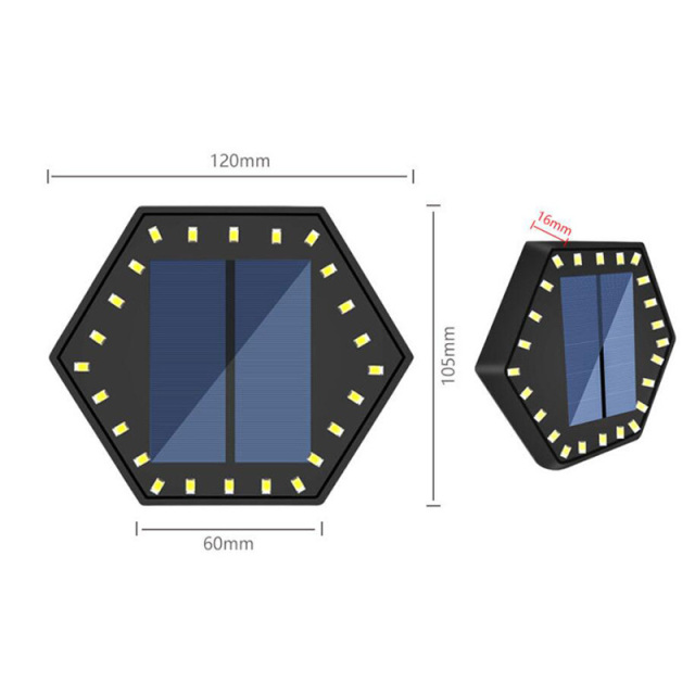 Milalit Connectable Solar Hexagon 24LED Ground Light Control Li-ion Battery Wall Mounted Waterproof Outdoor ABS Lawn Lamp for Fence Path  Underground Light Wall Mounted ConnectedOutdoor ABS CE RoHs Certified Lawn Light for Fence Courtyard
