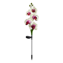 Milalit Natural Solar Artificial Phalaenopsis Flower Light Stainless Butterfly Orchid Fabric Stake Lawn Lamp for Garden Villa Decor Wireless Butterfly Orchid LED Lamp Pink Purple White Yellow Flower Branches Floral Stem Stake Light for Park Yard