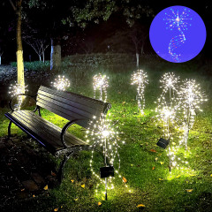 Milalit Solar LED Firework Lights Starburst Lawn Ground Insert Rechargeable 1200mAH Battery Decorative Lamps with Remote Controller for Christmas Halloween Thanksgiving Wedding Party