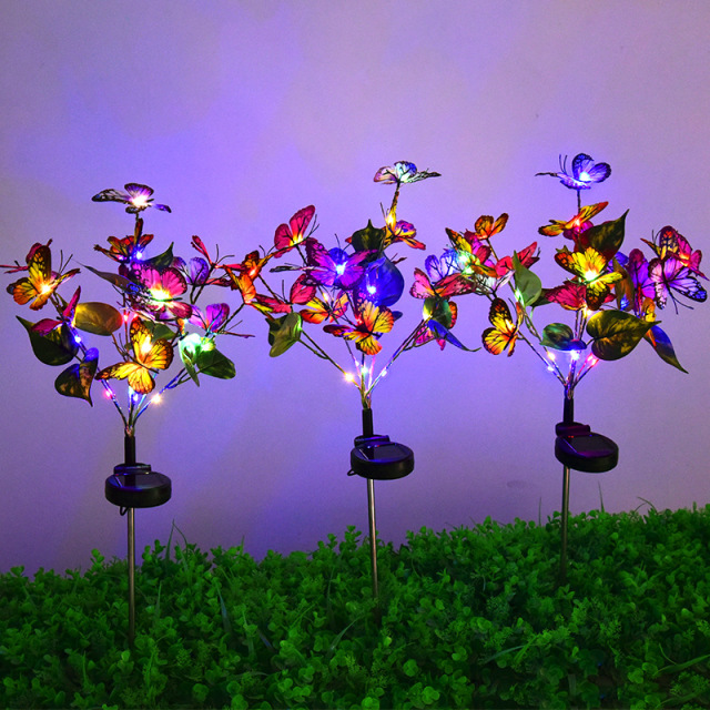 Milalit Solar Lights Outdoor Garden Butterfly Lights Decorative Flower Stake Lights with Butterflies Decor Sun Powered Waterproof for Garden Yard Pathway Patio Decoration