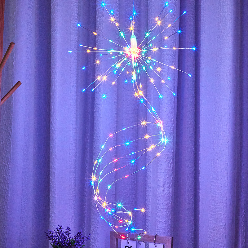 Milalit Solar LED Firework Lights Starburst Lawn Ground Insert Rechargeable 1200mAH Battery Decorative Lamps with Remote Controller for Christmas Halloween Thanksgiving Wedding Party