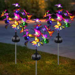 Milalit Solar Lights Outdoor Garden Butterfly Lights Decorative Flower Stake Lights with Butterflies Decor Sun Powered Waterproof for Garden Yard Pathway Patio Decoration