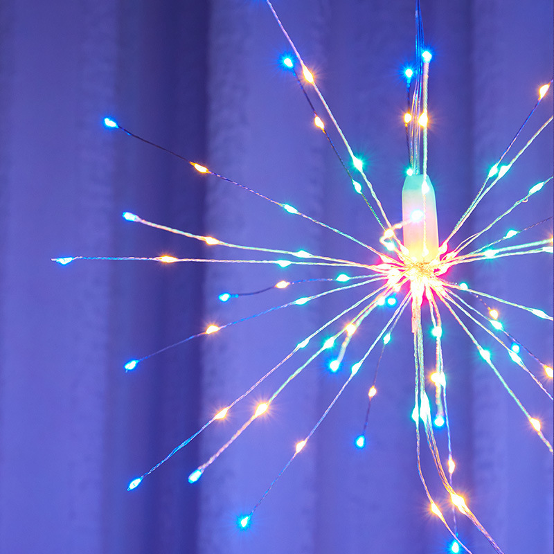 Milalit Solar LED Firework Lights Starburst Lawn Ground Insert Rechargeable 1200mAH Battery Decorative Lamps with Remote Controller for Christmas Halloween Thanksgiving Wedding Party