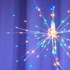 Milalit Solar LED Firework Lights Starburst Lawn Ground Insert Rechargeable 1200mAH Battery Decorative Lamps with Remote Controller for Christmas Halloween Thanksgiving Wedding Party