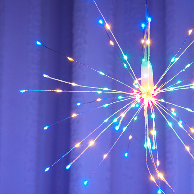 Milalit Solar LED Firework Lights Starburst Lawn Ground Insert Rechargeable 1200mAH Battery Decorative Lamps with Remote Controller for Christmas Halloween Thanksgiving Wedding Party