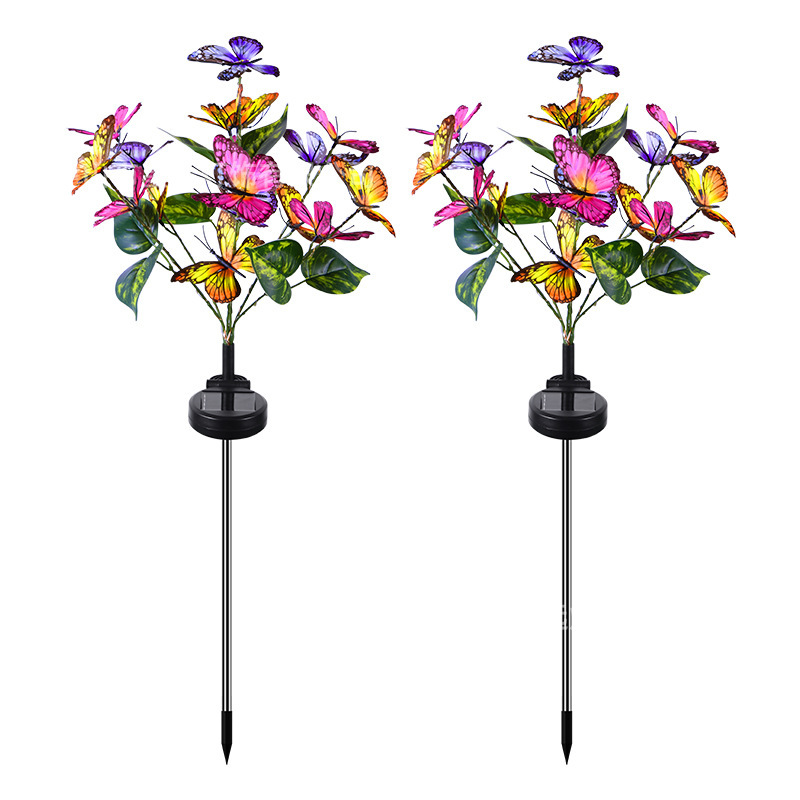 Milalit Solar Lights Outdoor Garden Butterfly Lights Decorative Flower Stake Lights with Butterflies Decor Sun Powered Waterproof for Garden Yard Pathway Patio Decoration