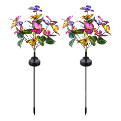 Milalit Solar Lights Outdoor Garden Butterfly Lights Decorative Flower Stake Lights with Butterflies Decor Sun Powered Waterproof for Garden Yard Pathway Patio Decoration