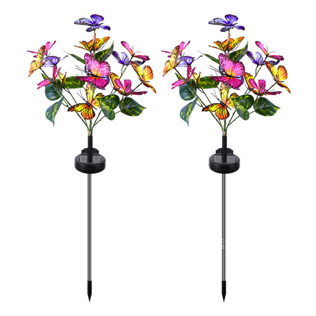 Milalit Solar Lights Outdoor Garden Butterfly Lights Decorative Flower Stake Lights with Butterflies Decor Sun Powered Waterproof for Garden Yard Pathway Patio Decoration