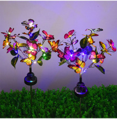 Milalit Solar Lights Outdoor Garden Butterfly Lights Decorative Flower Stake Lights with Butterflies Decor Sun Powered Waterproof for Garden Yard Pathway Patio Decoration