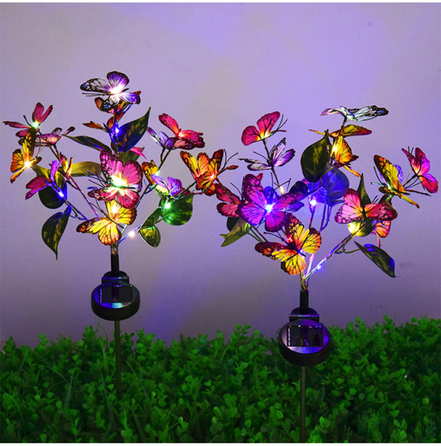 Milalit Solar Lights Outdoor Garden Butterfly Lights Decorative Flower Stake Lights with Butterflies Decor Sun Powered Waterproof for Garden Yard Pathway Patio Decoration