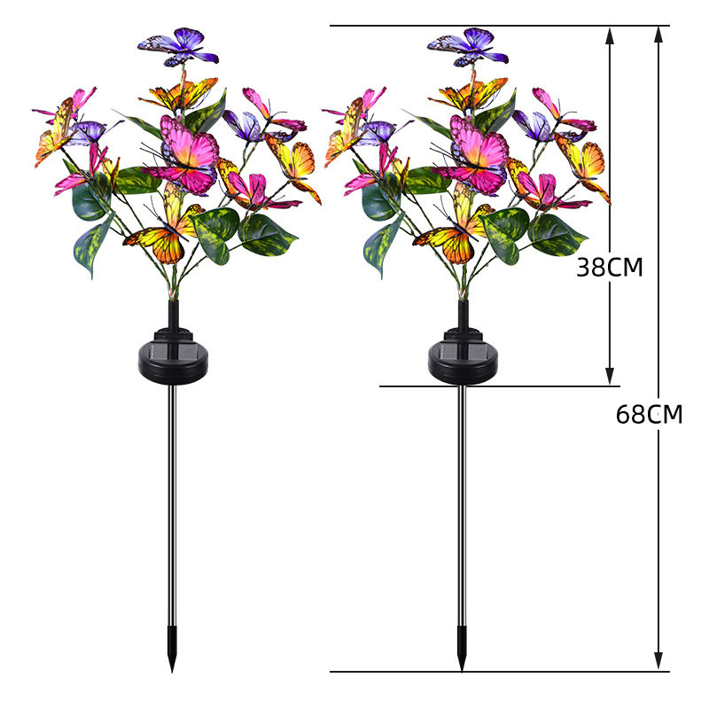 Milalit Solar Lights Outdoor Garden Butterfly Lights Decorative Flower Stake Lights with Butterflies Decor Sun Powered Waterproof for Garden Yard Pathway Patio Decoration