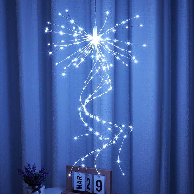 Milalit Solar LED Firework Lights Starburst Lawn Ground Insert Rechargeable 1200mAH Battery Decorative Lamps with Remote Controller for Christmas Halloween Thanksgiving Wedding Party
