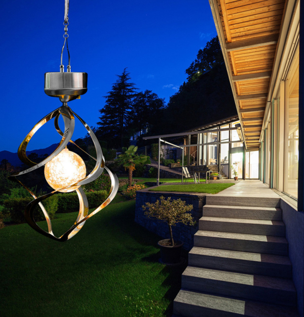 Milalit Solar Lights Outdoor Yard Decoration Stainless Wind Chimes Lights Led Colour Changing Hanging Lamps Garden Yard Home Decor Gift