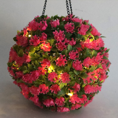 Milalit Hanging Flower Bunch Light Solar LED Lamp Artificial Plastic Plant Lighting Romantic Rose Pink Floral Ball for Outdoor Proposal Wedding Ornaments Decoration