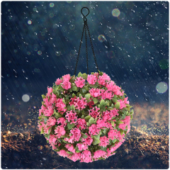 Milalit Hanging Flower Bunch Light Solar LED Lamp Artificial Plastic Plant Lighting Romantic Rose Pink Floral Ball for Outdoor Proposal Wedding Ornaments Decoration