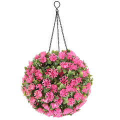 Milalit Hanging Flower Bunch Light Solar LED Lamp Artificial Plastic Plant Lighting Romantic Rose Pink Floral Ball for Outdoor Proposal Wedding Ornaments Decoration