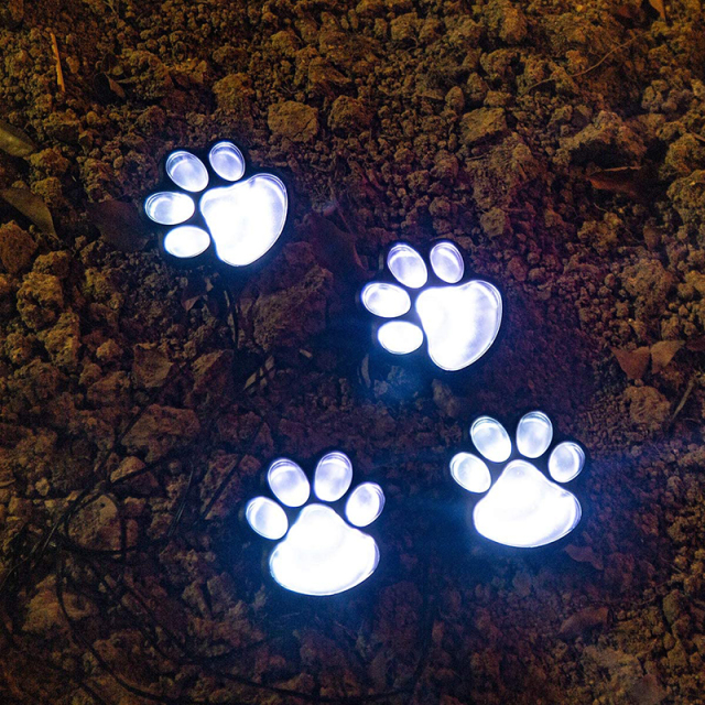 Milalit Paw Print Solar Outdoor Lights Waterproof Dog Bear Paw Lights Cat Puppy Animal Garden Footprint Path Paw Lamp Walkway Lighting for Patio Yard Any Pet Lover