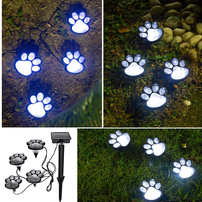 Milalit Paw Print Solar Outdoor Lights Waterproof Dog Bear Paw Lights Cat Puppy Animal Garden Footprint Path Paw Lamp Walkway Lighting for Patio Yard Any Pet Lover