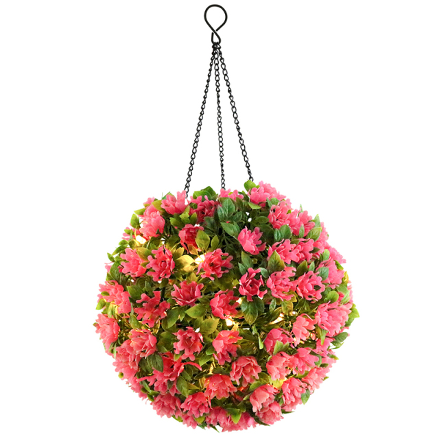 Milalit Hanging Flower Bunch Light Solar LED Lamp Artificial Plastic Plant Lighting Romantic Rose Pink Floral Ball for Outdoor Proposal Wedding Ornaments Decoration