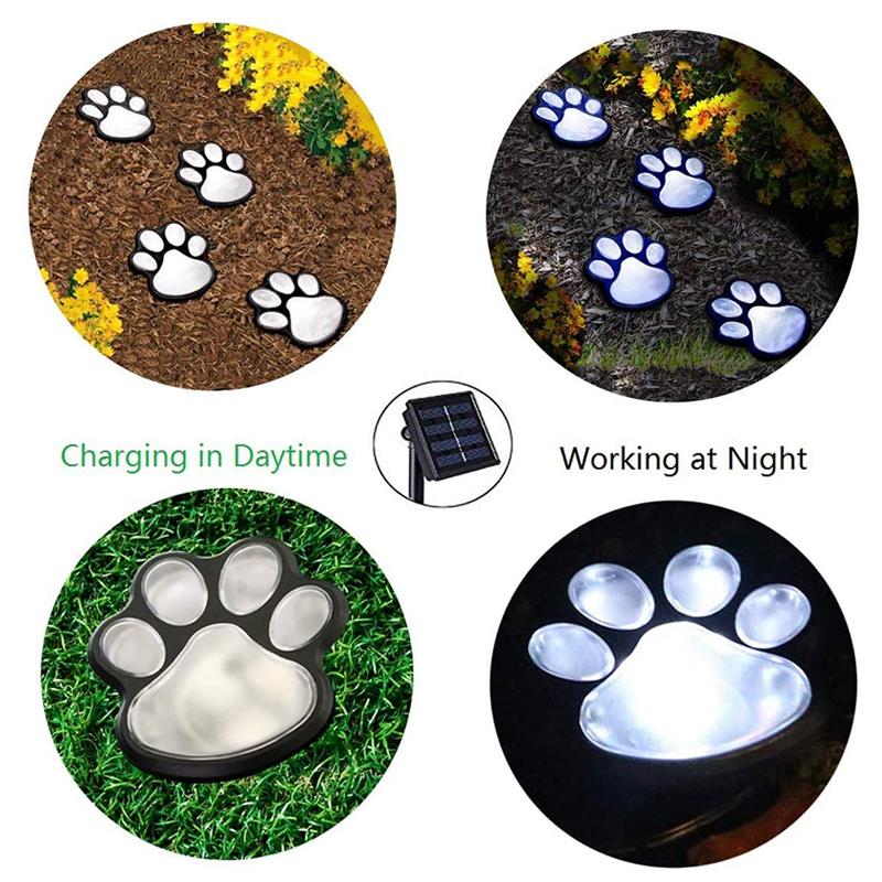 Milalit Paw Print Solar Outdoor Lights Waterproof Dog Bear Paw Lights Cat Puppy Animal Garden Footprint Path Paw Lamp Walkway Lighting for Patio Yard Any Pet Lover