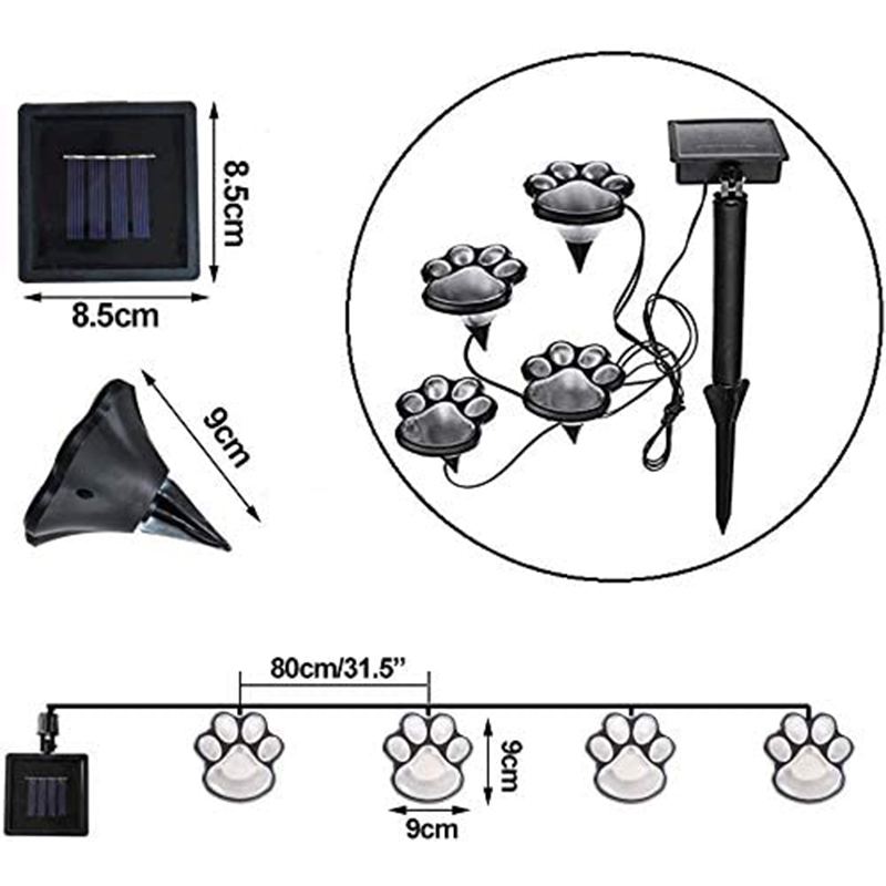 Milalit Paw Print Solar Outdoor Lights Waterproof Dog Bear Paw Lights Cat Puppy Animal Garden Footprint Path Paw Lamp Walkway Lighting for Patio Yard Any Pet Lover