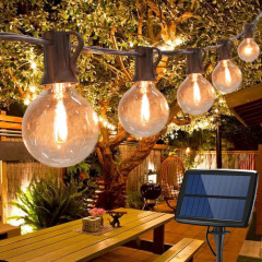 Milalit G40 Solar 25 LED Bulbs  Globe Glass String Bulb Lamp with 4 Lighting Modes USB Powered Optional for Christmas Lighting Garden Fence Wall Party Birthday Retirement Wedding Decoration