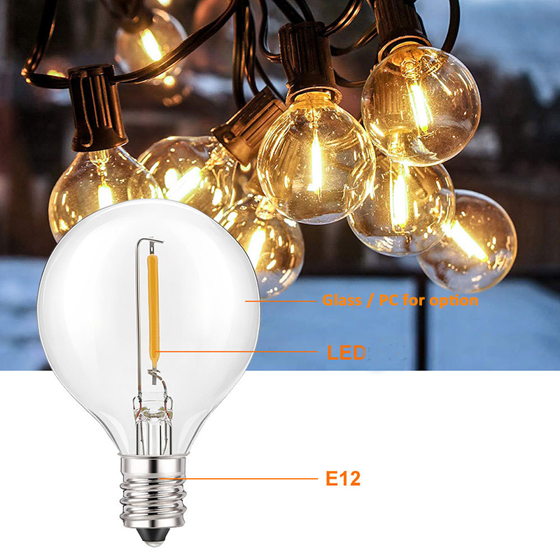 Milalit G40 Solar 25 LED Bulbs  Globe Glass String Bulb Lamp with 4 Lighting Modes USB Powered Optional for Christmas Lighting Garden Fence Wall Party Birthday Retirement Wedding Decoration