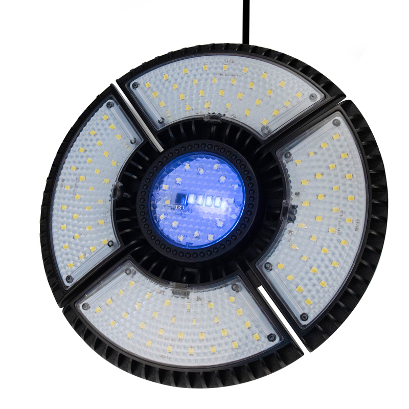 Milalit New 4 Head 136 LED Solar High Brightness Lamp 1000lm Dimmable Timing Setting Remote Control Garage Light for Outdoor Warehouse Villa Parking Lot