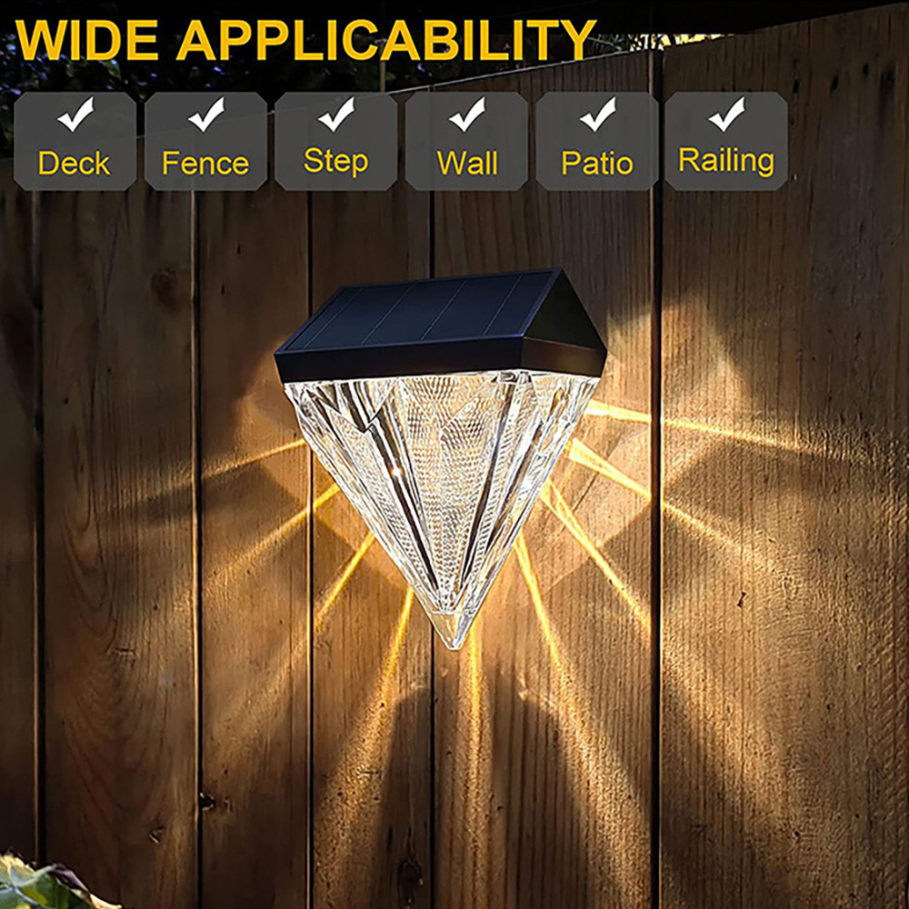 Milalit Solar Diamond Shape Step Lamp High Brightness Shining Decorative Wall Light Weather Resistant Waterproof Outdoor Step Light for Garden Fence Balcony Dormitory Decoration Lighting