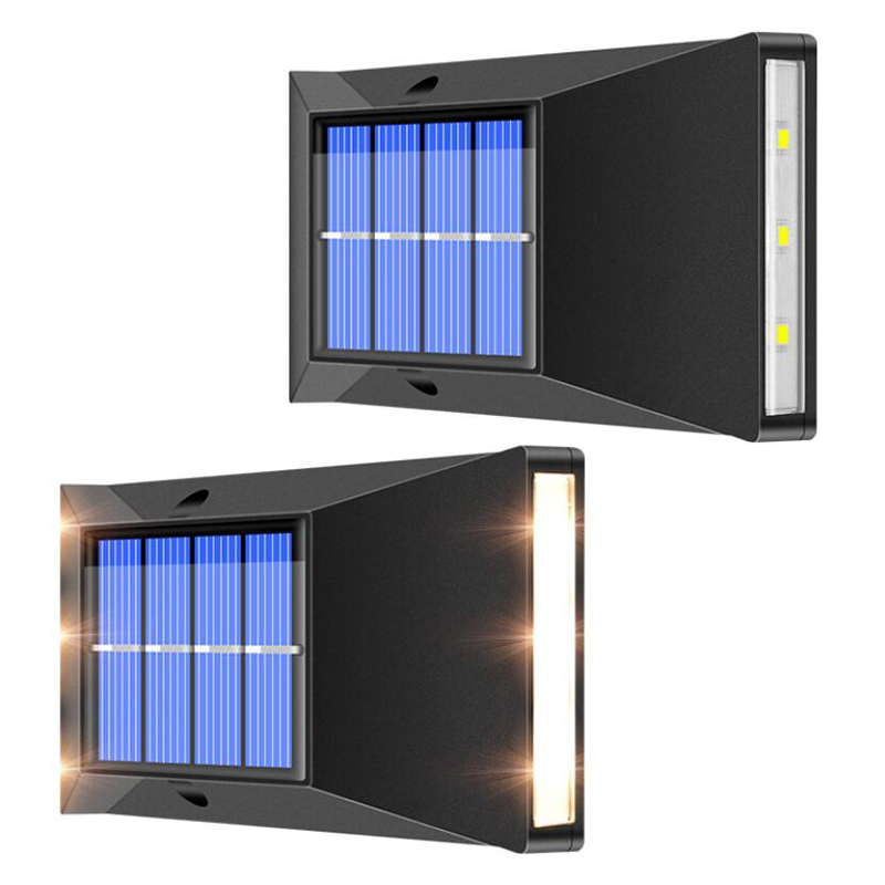 Milalit Modern Solar 6 LED Wall Wash Street Light Up Down Two Sides Illumination IP65 Flexible Smart Washer Security Lamp Outside Lighting Wall Mounted Outdoor for Home Restaurant Hotel Bar Balcony