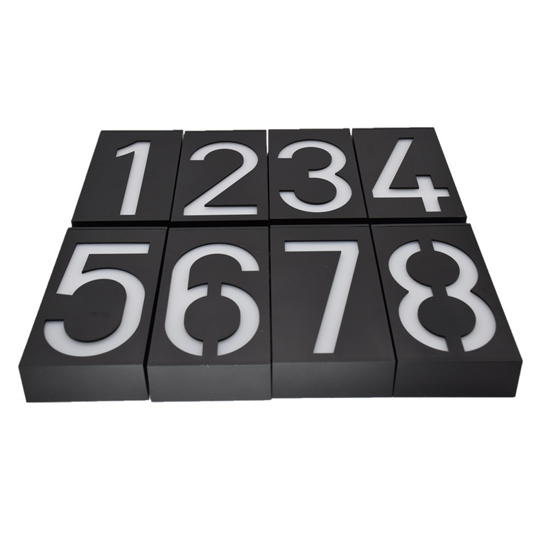 Milalit Solar Waterproof Doorplate LED Home Gate Front Door Sigh Address Plaque House Number Light 0-9 for Outdoor Garden Decoration