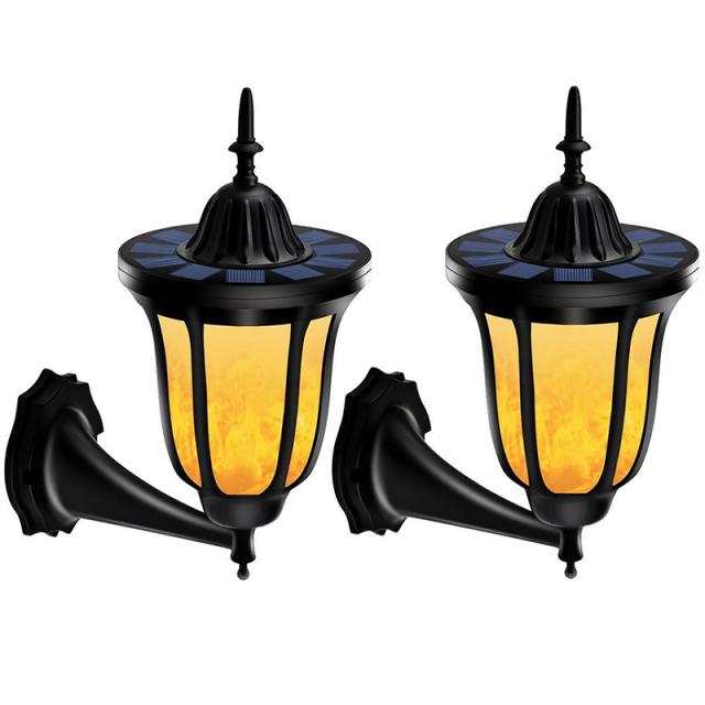 Milalit Flickering Unique 96 LED Solar Torch Light Flame Fire Decorative Wall Mounted Lamp for Yard Fence Garden Pathway Patio Hotel