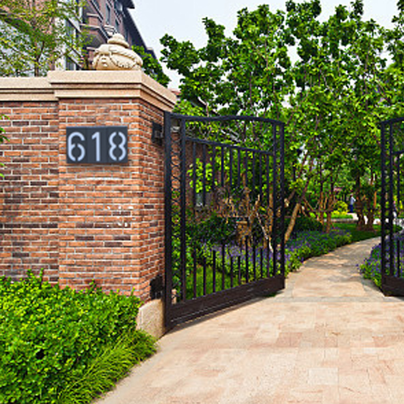 Milalit Solar Waterproof Doorplate LED Home Gate Front Door Sigh Address Plaque House Number Light 0-9 for Outdoor Garden Decoration