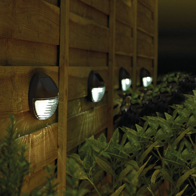 Milalit Solar Fence Wall LED Lamps Outdoor Waterproof ABS Plastic Warm White Cold White Deck Lights for Balcony Porch Roof Garden Black Color Body