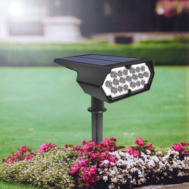 Milalit Energy Saving Solar 19 LED Spot Lawn Light Wall Mounted Landscape RGB Warm White Cold White Post Spike Lamp Outdoor Waterproof Intelligent Garden Spotlights Lamp for Theme Park Halloween Christmas Holiday Festival Decoration Lighting