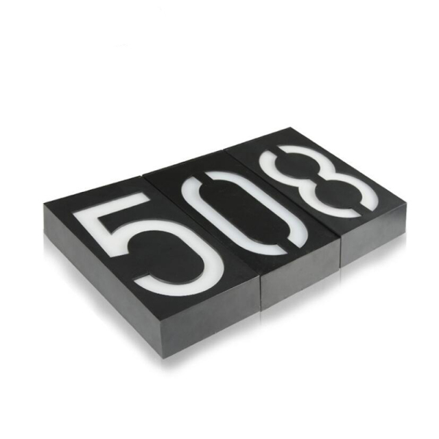 Milalit Solar Waterproof Doorplate LED Home Gate Front Door Sigh Address Plaque House Number Light 0-9 for Outdoor Garden Decoration