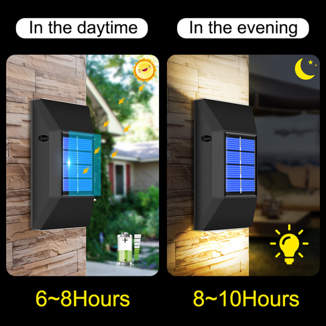 Milalit Modern Solar 6 LED Wall Wash Street Light Up Down Two Sides Illumination IP65 Flexible Smart Washer Security Lamp Outside Lighting Wall Mounted Outdoor for Home Restaurant Hotel Bar Balcony