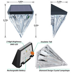 Milalit Solar Diamond Shape Step Lamp High Brightness Shining Decorative Wall Light Weather Resistant Waterproof Outdoor Step Light for Garden Fence Balcony Dormitory Decoration Lighting