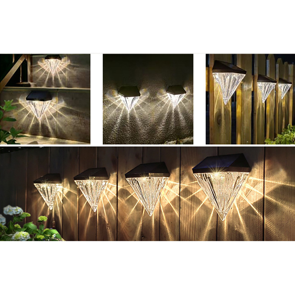 Milalit Solar Diamond Shape Step Lamp High Brightness Shining Decorative Wall Light Weather Resistant Waterproof Outdoor Step Light for Garden Fence Balcony Dormitory Decoration Lighting