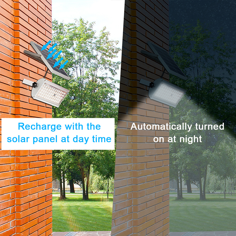 Milalit 12W Super Bright Waterproof 1500lm LED Solar Flood Street Wall Light with Radar Motion Sensor Control Outdoor Lighting Wall Lamps IP65 for Parking Lot Warehouse Garage