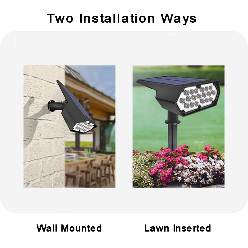 Milalit Energy Saving Solar 19 LED Spot Lawn Light Wall Mounted Landscape RGB Warm White Cold White Post Spike Lamp Outdoor Waterproof Intelligent Garden Spotlights Lamp for Theme Park Halloween Christmas Holiday Festival Decoration Lighting