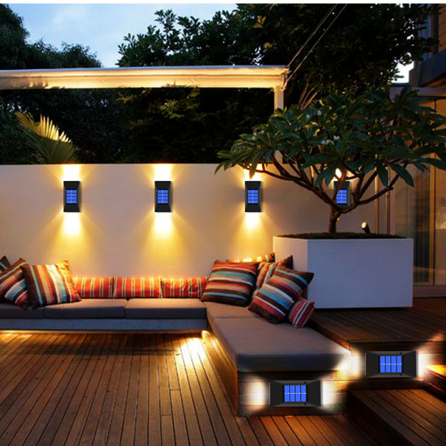 Milalit Modern Solar 6 LED Wall Wash Street Light Up Down Two Sides Illumination IP65 Flexible Smart Washer Security Lamp Outside Lighting Wall Mounted Outdoor for Home Restaurant Hotel Bar Balcony