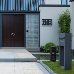 Milalit Solar Waterproof Doorplate LED Home Gate Front Door Sigh Address Plaque House Number Light 0-9 for Outdoor Garden Decoration