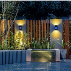 Milalit Modern Solar 6 LED Wall Wash Street Light Up Down Two Sides Illumination IP65 Flexible Smart Washer Security Lamp Outside Lighting Wall Mounted Outdoor for Home Restaurant Hotel Bar Balcony